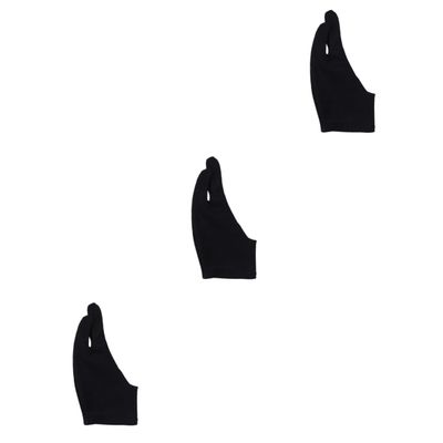 Healvian 3pcs Gloves Man Artist's Drawing Glove Two Finger Curved Painting for Sketch Tablet Compatible Black