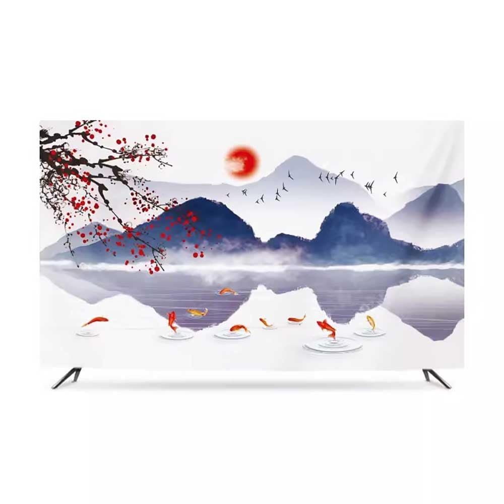 32-86in Water and Sky High Elasticity TV Dust Cover, Indoor TV Set Cover Monitor Dust Cover Anti-static Flat Screen Protector Universal Cover