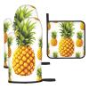 CSGJMYGS 3 pcs Oven Mitts and Pot Holders Set High Heat Resistant Oven Glove and Hot Pads Washable Kitchen Oven Mittens Yellow Pineapple Non-Slip Potholder for Cooking Baking Grilling view 1