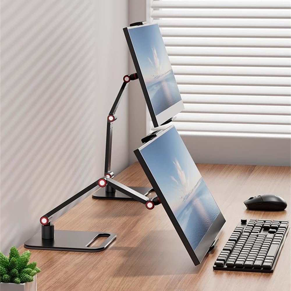 AiFeelife Portable Monitor Holder for 12-17.3 Inch Screen Desk Holder Metal Stand 16 Inch Universal Expandable Display Base 12.9inch Tablet Stand Adjustable Portable Monitor Desktop Clamp