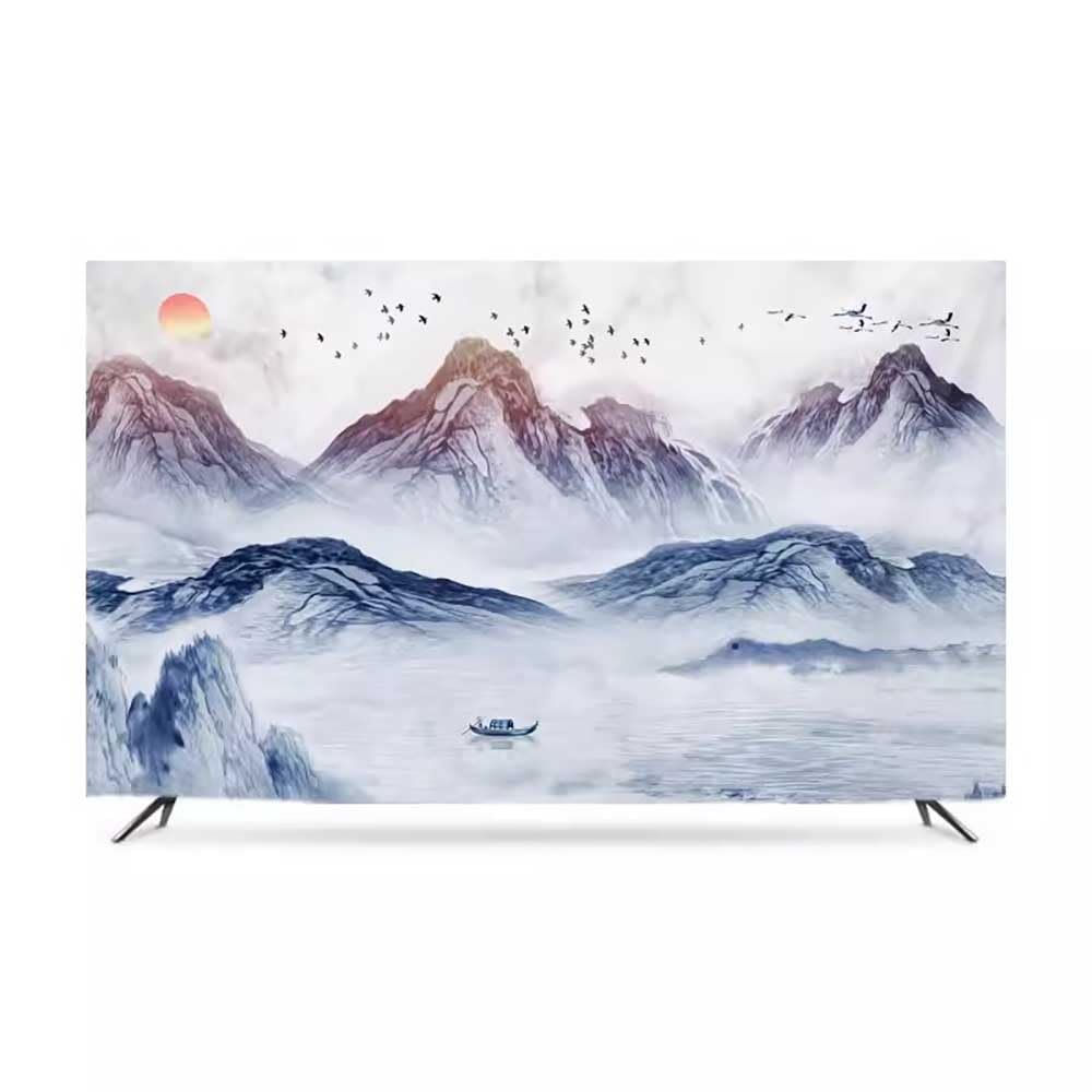 32-86in Water and Sky High Elasticity TV Dust Cover, Indoor TV Set Cover Monitor Dust Cover Anti-static Flat Screen Protector Universal Cover