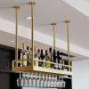 Ceiling Wine Shelf - Hanging Wine Glass Rack, Adjustable Height Hanging Floating Shelves, Multifunctional Bar Display Rack, Metal Kitchen Wine Glass Storage Rack, Wine Bottle Rack ( Color : Gold , Siz view 1
