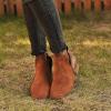 HINDOLA Women's V Cut Out Ankle Boots Almond Toe Low Heel Chunky Block Stacked Heels Ankle Booties Suede Booties Western Booties view 2