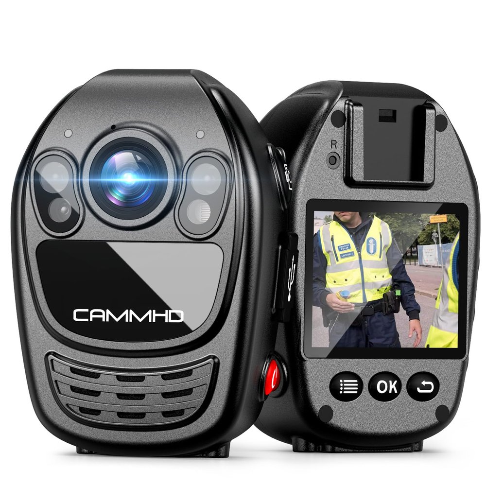 CAMMHD YX1-64G 2K/1440P Body Camera Support Video Audio Image, 3500mAh Battery Work 12hrs, Night Vision and 2.0IN Screen Easy to Playback, Data-encrypted Body Cam for Police and Personal