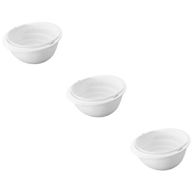 DECHOUS 3pcs Double-layer Rotating Drain Basket Multifunctional Kitchen Storage for Fruits Vegetables Special Draining Design Drainage Practical White Storage