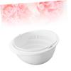 DECHOUS 3pcs Double-layer Rotating Drain Basket Multifunctional Kitchen Storage for Fruits Vegetables Special Draining Design Drainage Practical White Storage view 4