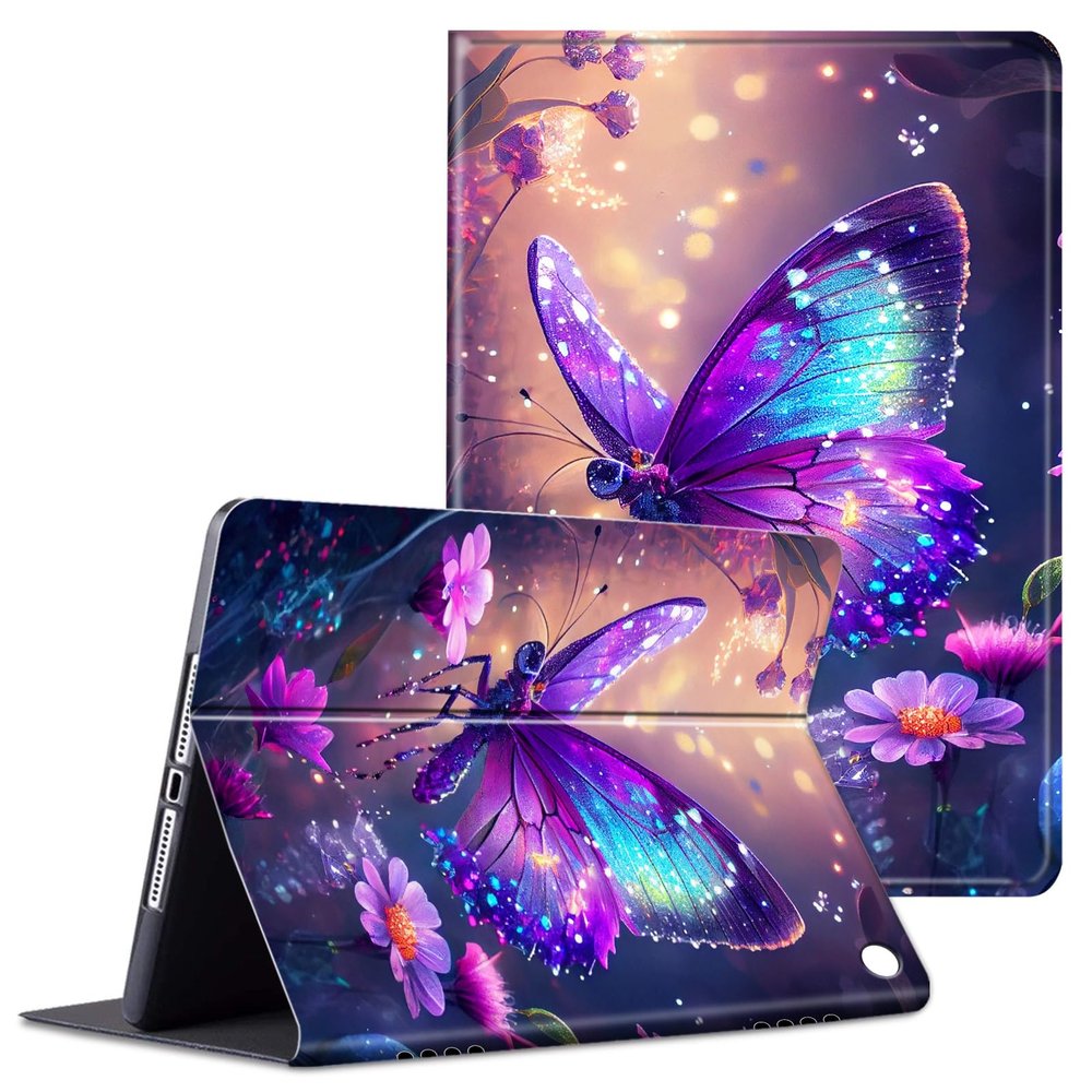 ACWDMKH Case for Amazon Kindle Fire HD 10 & 10 Plus Tablet (13th/11th Generation, 2023/2021 Release) 10.1",PU Leather Slim Folio Stand Multiple Viewing Angles with Auto Wake/Sleep,Glitter Butterfly