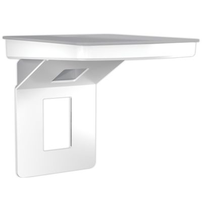 Sanus Made for Google Small Device Outlet Shelf in White & Fog Grey - Holds Small Electronics Up to 8lbs w/Built-in Cord Storage - Includes Both Standard & Decora Outlet Faceplates - Easy DIY Install