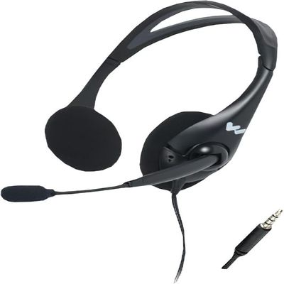 Williams AV MIC 145 Dual Headset Microphone, Black; TRRS 3.5mm Plug; for use with DLT 400 Transceiver Only; Electret Condenser, Noise Cancelling Microphone; Gooseneck Boom