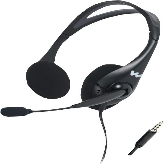 Williams AV MIC 145 Dual Headset Microphone, Black; TRRS 3.5mm Plug; for use with DLT 400 Transceiver Only; Electret Condenser, Noise Cancelling Microphone; Gooseneck Boom