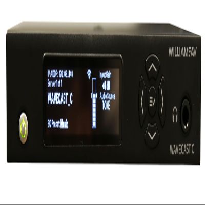 Williams AV WF T5C-00 WaveCAST C Wi-Fi Audio System; Single Channel; 3.12" High-Resolution OLED Display with Selections Buttons; WaveCAST App Compatible with Android and iOS or WAV Pro Wi-Fi Receiver