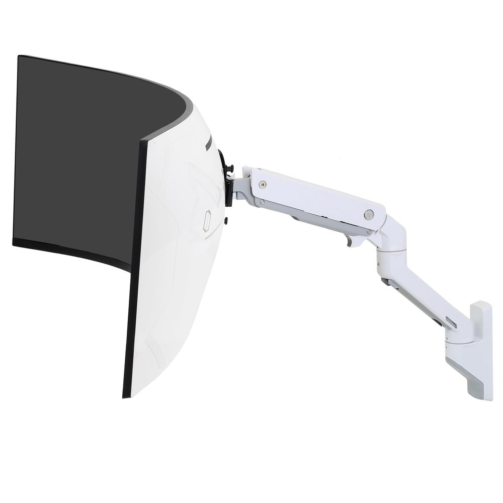 Ergotron HX Single Ultrawide Monitor Arm with HD Pivot, VESA Wall Mount for 1000R Curved Monitors Up to 49 Inches, 28 to 42 lbs HD Pivot, White