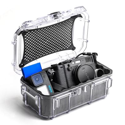 Evergreen ToughBox Tech Organizer For Camera, Cables, Hard Drives, Compatible with GoPro etc. (Large, Rubber Boot, Clear)