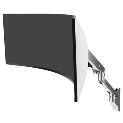 Ergotron HX Single Ultrawide Monitor Arm with HD Pivot, VESA Wall Mount for 1000R Curved Monitors Up to 49 Inches, 28 to 42 lbs HD Pivot, Polished Aluminum