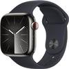 Apple Watch Series 9 [GPS + Cellular, 41mm] - Graphite Stainless Steel Case with Midnight Sport Band, M/L (Renewed) view 1