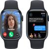 Apple Watch Series 9 [GPS + Cellular, 41mm] - Silver Stainless Steel Case with Storm Blue Sport Band, S/M (Renewed) view 3