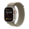 Apple Watch Ultra 2 [GPS + Cellular, 49mm] Titanium Case with Olive Alpine Loop, Medium (Renewed) view 1