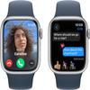 Apple Watch Series 9 [GPS + Cellular 41mm] Silver Aluminum Case with Storm Blue Sport Band, S/M (Renewed) view 2