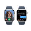 Apple Watch Series 9 [GPS + Cellular, 45mm] - Silver Stainless Steel Case with Storm Blue Sport Band, S/M (Renewed) view 4