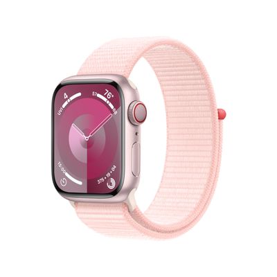 Apple Watch Series 9 [GPS + Cellular, 41mm] - Aluminum Case with Pink Sport Loop, One Size (Renewed)