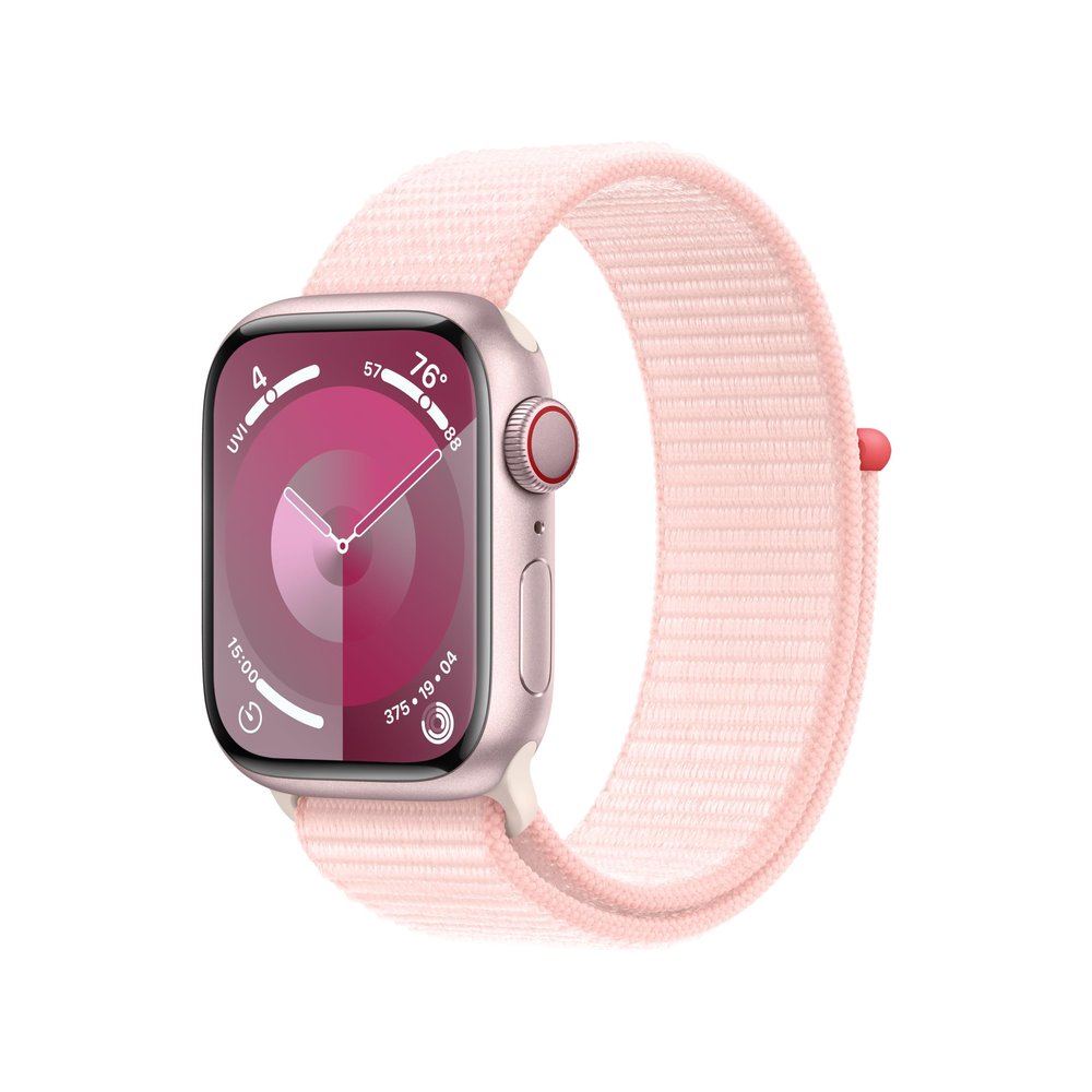 Apple Watch Series 9 [GPS + Cellular, 41mm] - Aluminum Case with Pink Sport Loop, One Size (Renewed)