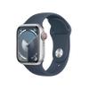 Apple Watch Series 9 [GPS + Cellular, 41mm] - Silver Aluminum Case with Storm Blue Sport Band, M/L (Renewed) view 1