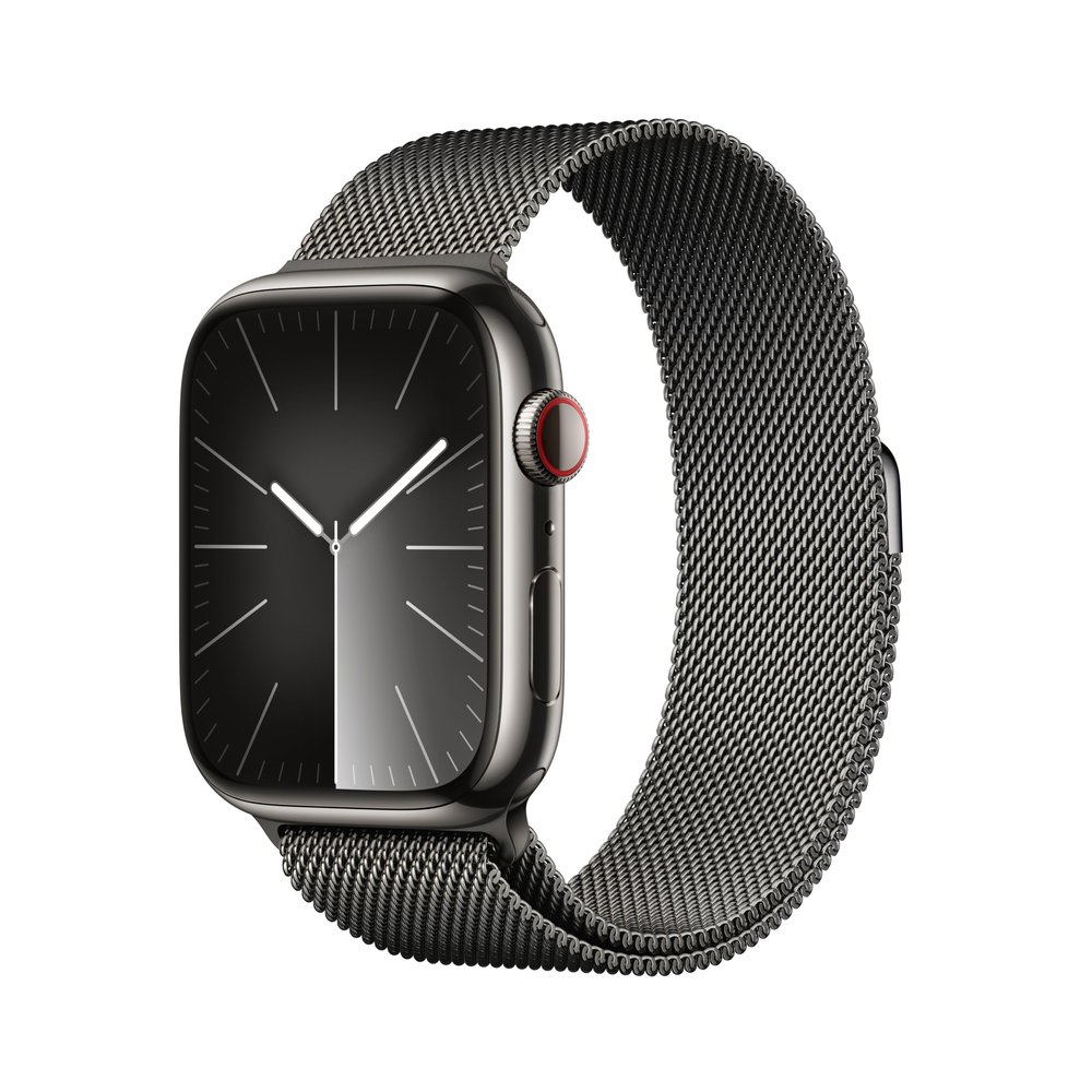 Apple Watch Series 9 [GPS + Cellular, 45mm] - Graphite Stainless Steel Case with Milanese Loop, One Size Band (Renewed)