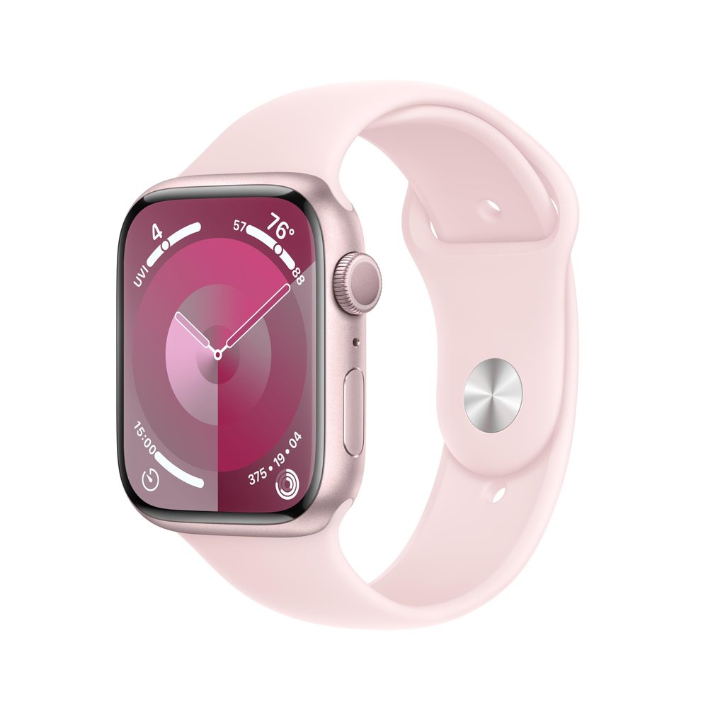 Apple Watch Series 9 [GPS, 45mm] - Pink Aluminum Case with Pink Sport Band, M/L (Renewed)