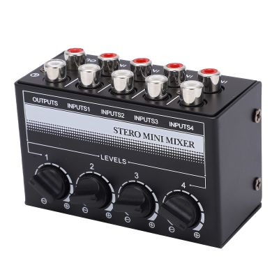 Glomora 4 - Channel Mini Mixer, Passive Studio Audio Console for Low - Noise Recording, Ideal for Small Bars & Clubs