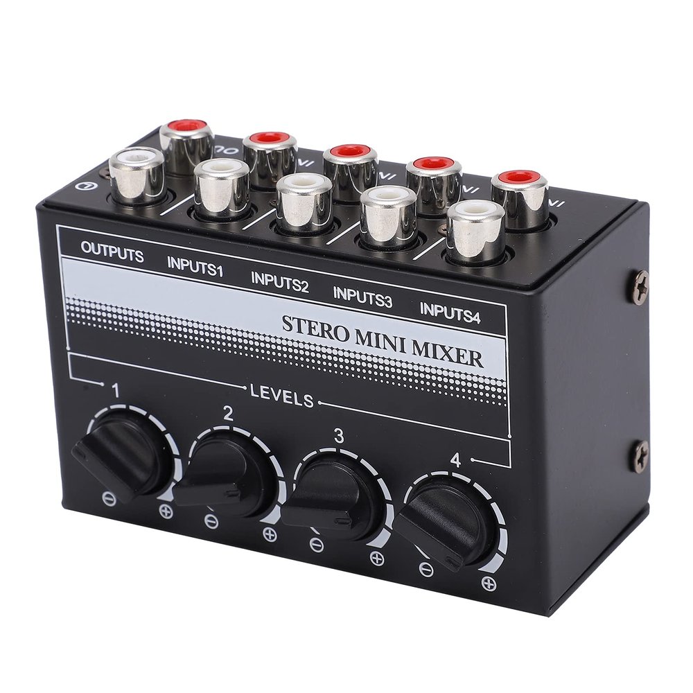 Glomora 4 - Channel Mini Mixer, Passive Studio Audio Console for Low - Noise Recording, Ideal for Small Bars & Clubs