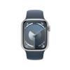 Apple Watch Series 9 [GPS, 41mm] Silver Aluminum Case with Storm Blue Sport Band, S/M (Renewed) view 2