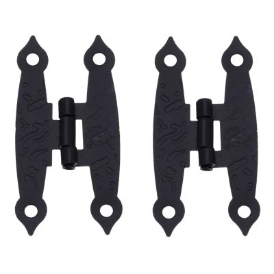 2Pcs Antique Black Cabinet Door Luggage Hinges Jewelry Boxes Vintage Old H Hinges Furniture Decoration with Screw 65 * 33mm