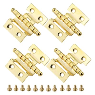 4Pcs 40mm Gold Cabinet Door Luggage Crown Furniture Decorative Hinges for Vintage Wooden Jewelry Box Hinge Decor with Screws