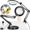 Real Glass 12X Magnifying Glass with Light and Stand (No Acrylic Lens), 2-in-1 Lighted Magnifier with Clamp, 5 Color Modes Dimmable LED Desk Lamp Hands Free for Painting Craft Sewing Hobby Close Work view 1