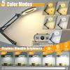 Real Glass 12X Magnifying Glass with Light and Stand (No Acrylic Lens), 2-in-1 Lighted Magnifier with Clamp, 5 Color Modes Dimmable LED Desk Lamp Hands Free for Painting Craft Sewing Hobby Close Work view 4