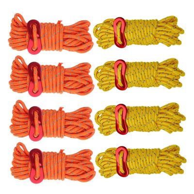Happyyami Tent Tarp Ropes 8pcs Camping Supplies Reflective Canopy Rope Windproof