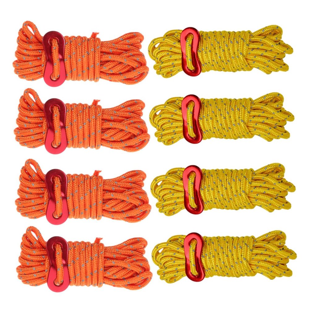 Happyyami Tent Tarp Ropes 8pcs Camping Supplies Reflective Canopy Rope Windproof