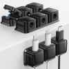 Smofish Magnetic Cable Clips, 3 Pack 3-Slot Cord Organizer Management, Strong Phone Charging Cable Holder, Wire Charger Keeper Gift for Desk, Nightstand, Kitchen Appliances, Office Supplies (Black) view 1