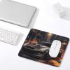 Small Mouse Pad Square for Desk Accessories Japanese Jdm R35 Car Black City Fire Damage Computer Gaming Mousepad for Office Laptop Wireless Mouse Mat with Non-Slip Rubber Base Stitched Edges 9.8"x11. view 4