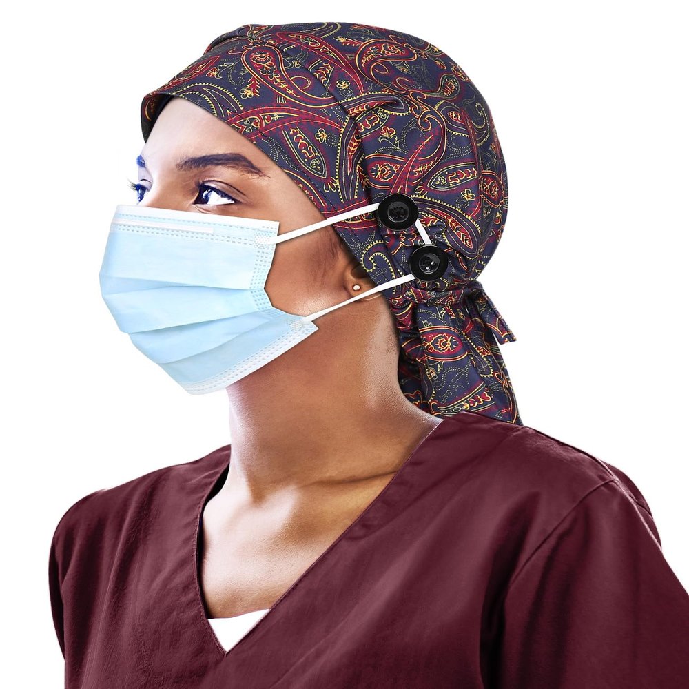Winitas Extra Large Satin Lined Work Caps for Women with Long Ponytail Hair