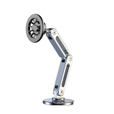 FEICHAO 17mm Ball Head Phone Mount with Foldable Magnetic Bracket 360 Rotatable Desktop Wall GPS Magnetic Bracket Compatible with iPhone 15 14 13 12 (Silver+Black)