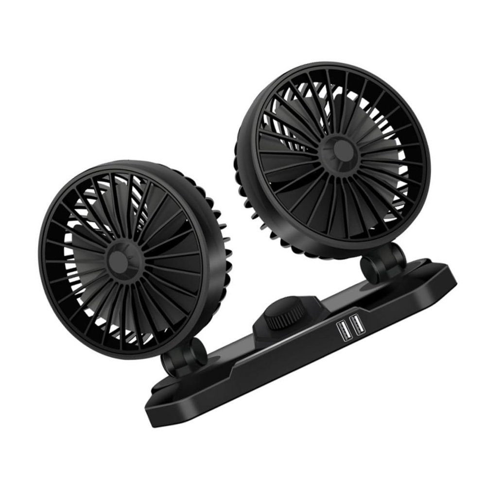 HOMSFOU Usb Electric Fan for Vehicles Adjustable Double Head Cooling Fan for Cars Trucks Suvs and Rvs Compact Lightweight Low Noise Design
