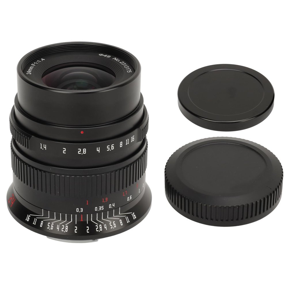 24mm F1.4 APS C Lens, Bright Aperture Compact and Sturdy Design 7 Elements in 6 Groups Metal Shell Mirrorless Camera Lens for R Mount for R5 R6 R RP
