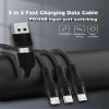 100W Multi 3 in 2 Fast Charging Cable 10FT, Black Long Nylon Braided,3 in 2 USB A/C to USB-C Lightnning Micro Connectors for iPhone 15/15 Plus,Samsung S24/S23,Multiple Devices, Laptops,Phone, Tablet view 3