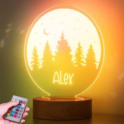 Burst Bird Personalized Baby Gift Name Night Light for Kids Girls Boys Nursery Decor with Forest Nursery Night Light ?Includes Remote and Color-Changing, Laser Engraved in The USA