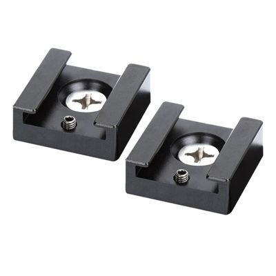 OSALADI 2pcs Cold Shoe Mount Adapter Quick Release Flash Bracket for Cameras Compatible Threaded Accessories Black