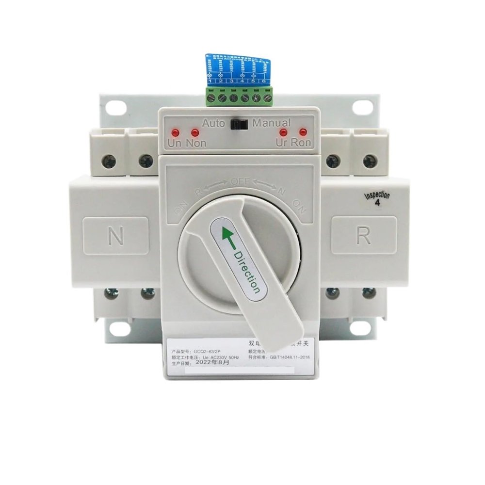 KKFAUS Dual Power Automatic Transfer Switch 2P 63A switchgear Switch CB Class ATS Home Single Phase 110V 220V (Size : 110V)