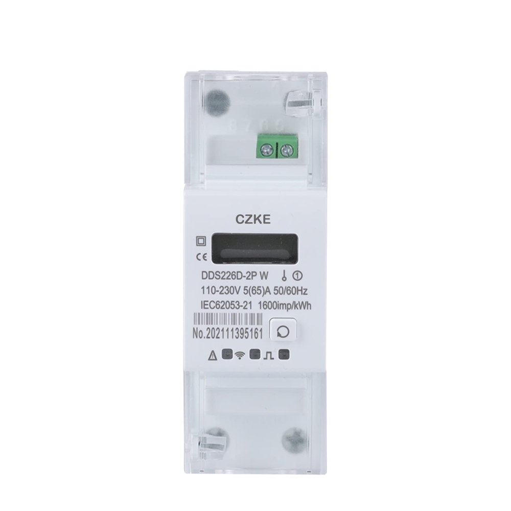 KKFAUS Single Phase 220V 50/60Hz 65A Din Rail WiFi Smart Energy Meter Timer Monitor KWh Meter Wattmeter (Color : DDS226D 2P WiFi 65A)
