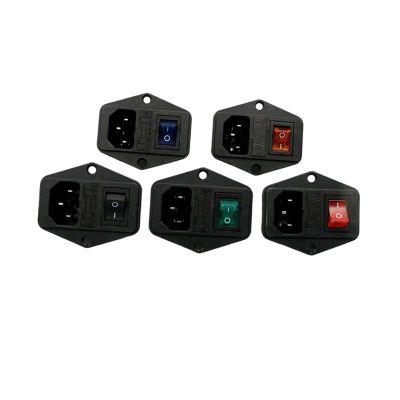 KKFAUS 10A AC 250V 3 Terminal Power Socket with Fuse Holder Rocker Switch New AC Power Cord Inlet Plug Socket (Color : Black)