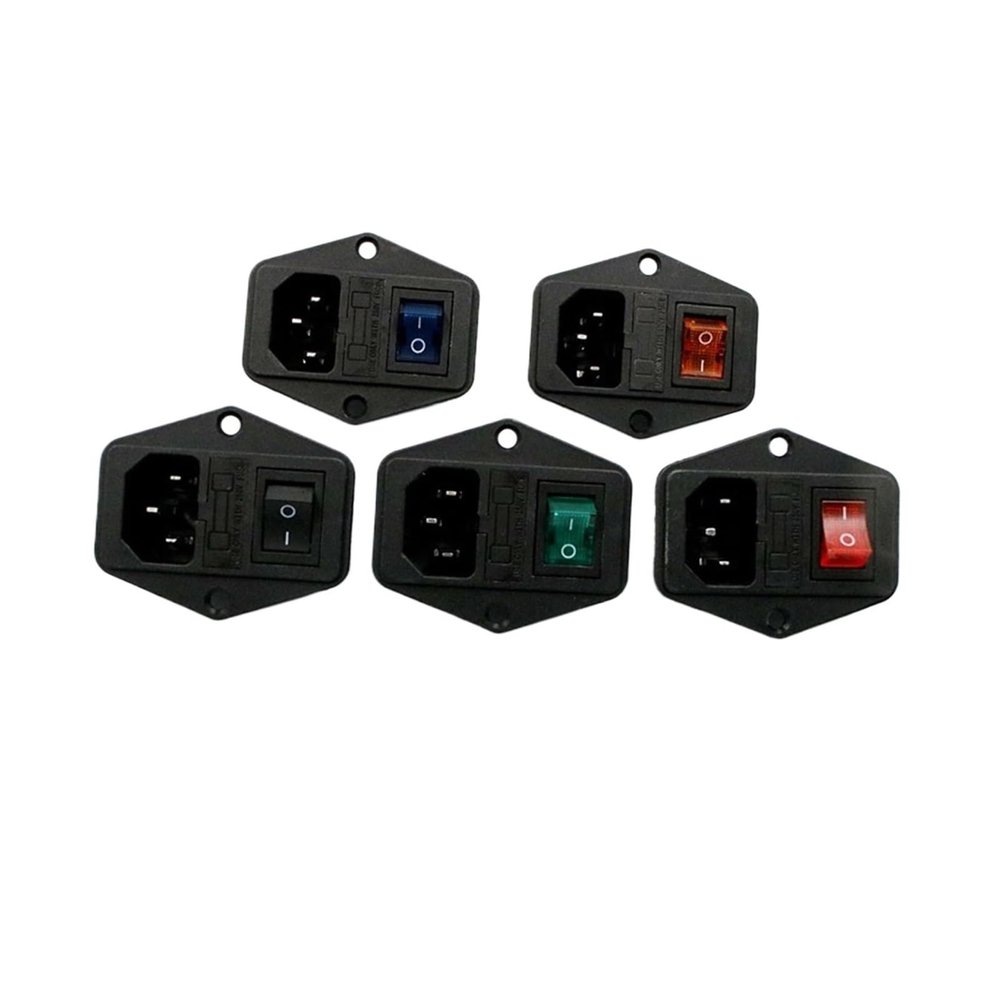 KKFAUS 10A AC 250V 3 Terminal Power Socket with Fuse Holder Rocker Switch New AC Power Cord Inlet Plug Socket (Color : Black)